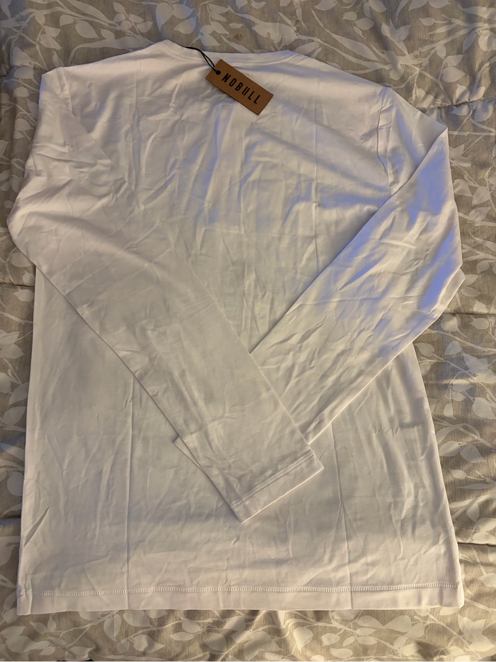NOBULL Men's White Long-Sleeve Henley Shirt with Button Placket - Picture 4 of 4